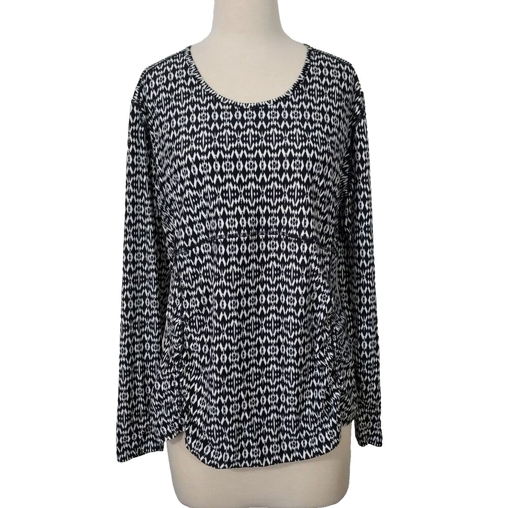 Coolibar Wavecrest Ruched Swim Shirt Womens 2XL UPF 50+ Rash Guard Long Sleeve